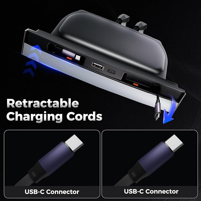 Upgrade USB Charger Hub for Tesla Model Y&Model3, 4-Ports Center Console Retractable Phone Charger,for ModelY/3 Accessories 2024 2023 2022 2021 (for Model Y/3(2021-23)-2 Type C)