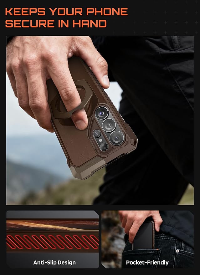 SUPCASE for Samsung Galaxy S26 Ultra Case with Kickstand (Unicorn Beetle Grip), [Wireless Charge Compatible] [Military-Grade Protection] Heavy-Duty Magnetic Phone Case for S26 Ultra 6.9 Inch, Brown