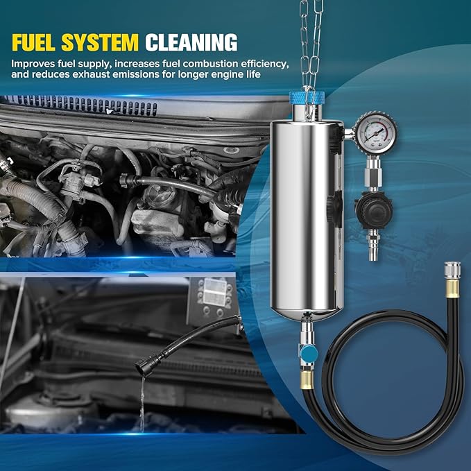 Fuel Injector Cleaner Tool Kit;Non-Dismantling1000ML Fuel Injection System Cleaner with 21PC Adapter; 150PSI Pressure Adjustment for Gasoline Injector/Pressure Regulator/Release Cars/Intake System