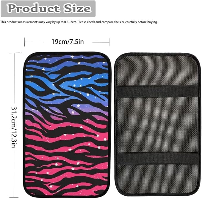 Coldinair Zebra Strips Universal Car Center Console Pad Soft Armrest Protector Cover Fit for Most Vehicle,SUV,Truck,Car Interior Accessories Decor,Blue Pink
