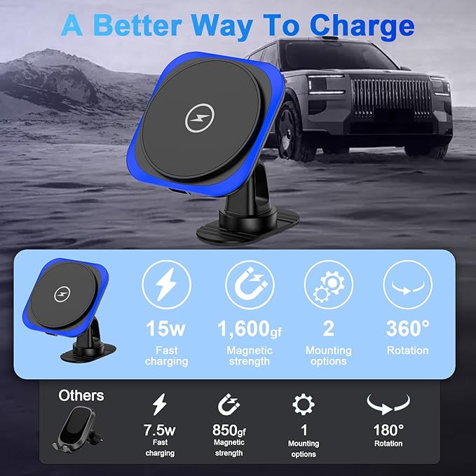 for Magsafe Car Mount Charger, 15W Magnetic Wireless Car Charger, Magnetic Car Phone Holder for iPhone 17 16 15 14 13 12 Series, Samsung Galaxy S26 Ultra S25 S24 S23 S22 S21 S20 FE, Google Pixel 10a