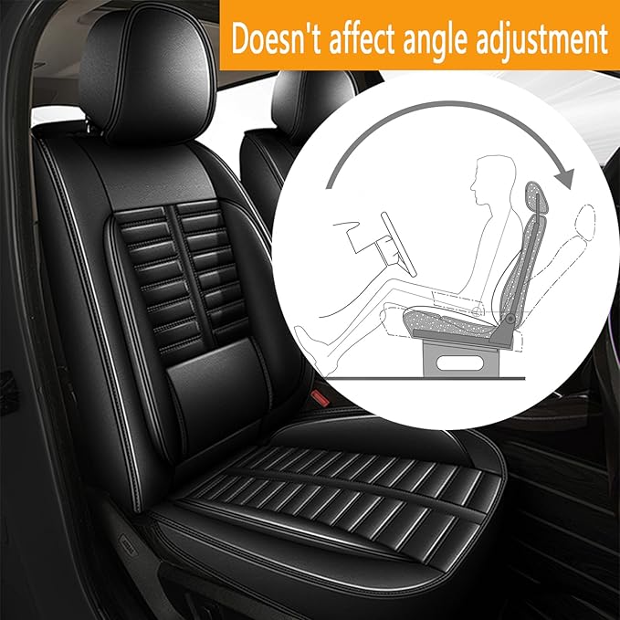 Car Seat Covers Fit for Kia Sorento 2007-2023 2024 2025 Front Set Leather Seat Covers Set with Lumbar Support Premium Automotive Cushion Protector(2 Seat, Black)