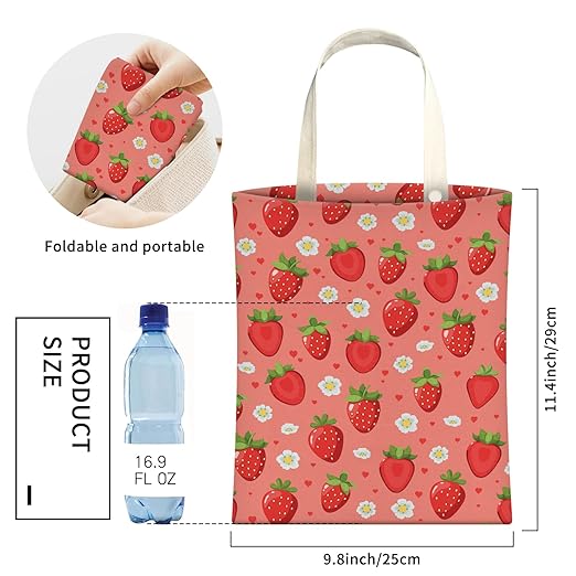 Cute Car Trash Can, Hanging Canvas Car Back Seat Organizer and Storage Bag, Funny Car Trash Bag For Travelling, Outdoor Cute Red Strawberry