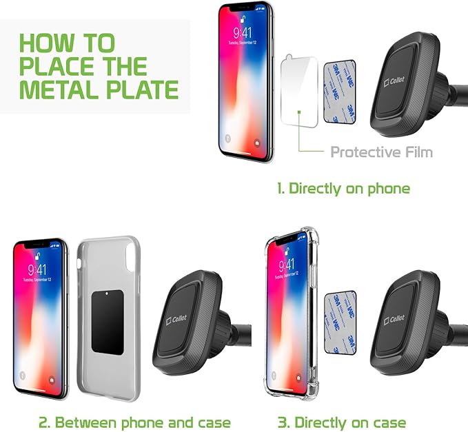 Cellet Car Phone Mount Holder Universal Phone Car Dashboard & Windshield Magnetic Phone Mount Holder with Goose-Neck Compatible with Smartphones iPhones Samsung Galaxy LG Motorola Moto Google Pixel