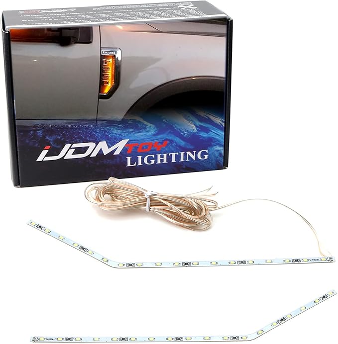 iJDMTOY Amber Yellow LED Background Illumination Kit Compatible with 2017-2021 Ford F250 F350 F450 Super Duty Side Fender Chrome Emblem