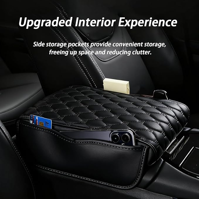 Car Center Console Cover for Volvo S40/S60/S70/S80/S90 234 964 P24 Y20 R TS AS Sedan, Thick Armrest Cushion Pad with Side Storage Pockets, Center Console Protector, Arm Rest Cover