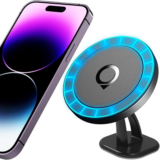 Compatible with Mag Safe Car Mount Dashboard Magnetic 360° Adjustable Phone Holder Soft Rubber Front Compatible with iPhone 16/15/ 14/13/ 12/ Pro/Pro Max No Metal Plate Needed Since 2021