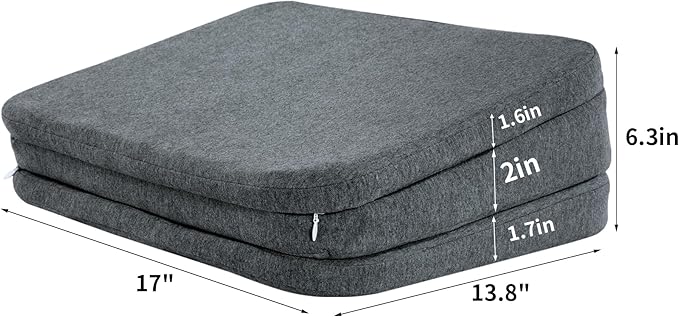 HOMBYS Adjustable Car Booster Seat for Short Drivers, 3 Heights for Different People, Adult Car Seat Cushions for Driving, Supportive Car Seat Pad for Lower Back Pain Reduce, (17"x13.8"x6.3", Grey)