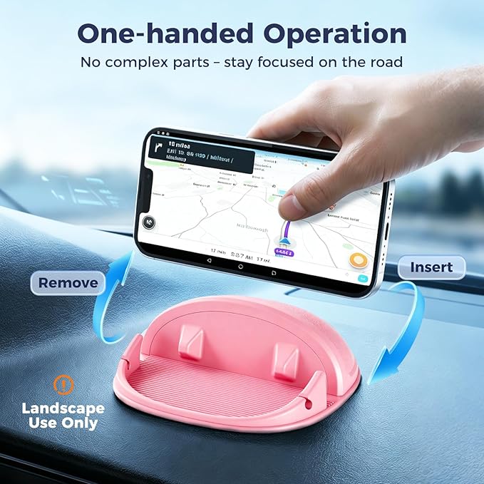 Loncaster Car Phone Holder, Car Phone Mount Silicone Car Pad Mat for Various Dashboards, Slip Free Phone Stand Compatible with iPhone, Samsung, Pink