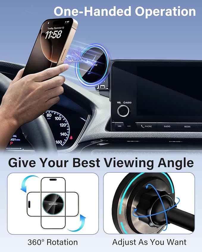 Phone Holder for VW Volkswagen Atlas/Altas Cross Sport 2024 2025 Accessories 12-Inch Screen Fixed Clip, Car Magnetic Phone Mount Compatible with MagSafe, Magnets Fast Wireless Charger Cell Phone Base