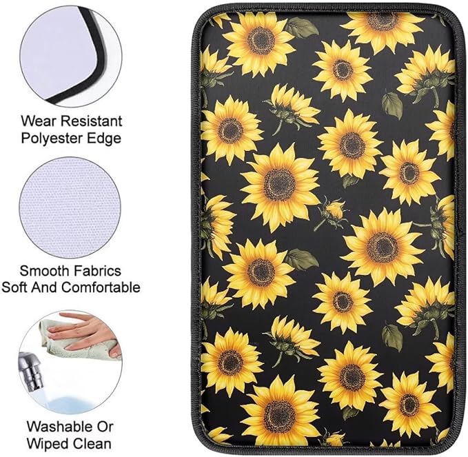 Sunflowers Center Console Pad for Car, Car Armrest Cushion Covers Middle Console Protector Auto Interior Decoration for Truck Auto SUV
