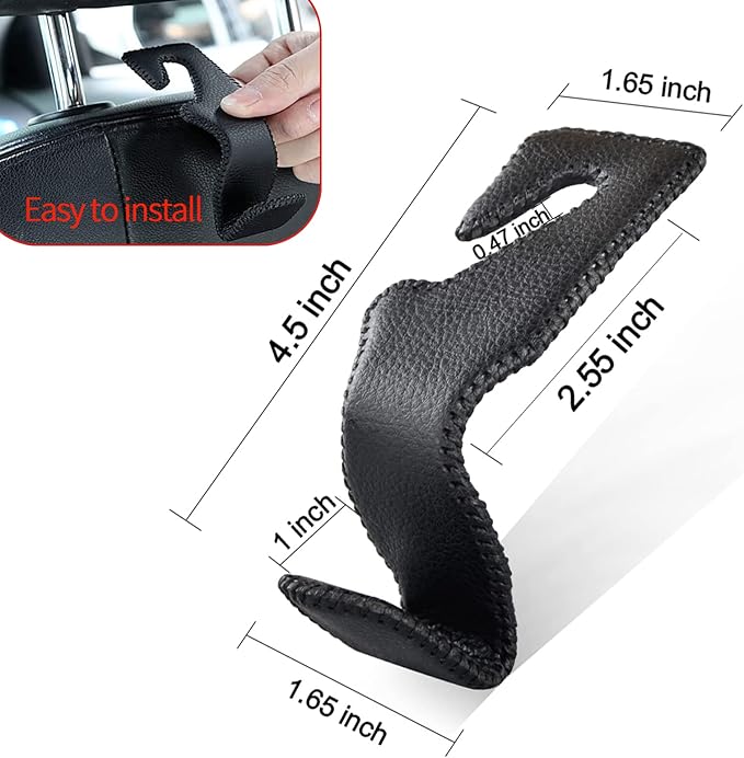 Car Hooks Universal Car Vehicle Back Seat Headrest Hanger Holder Hook Microfiber Leather & Stainless Steel for Bag Purse Cloth Drink Grocery (Beige)