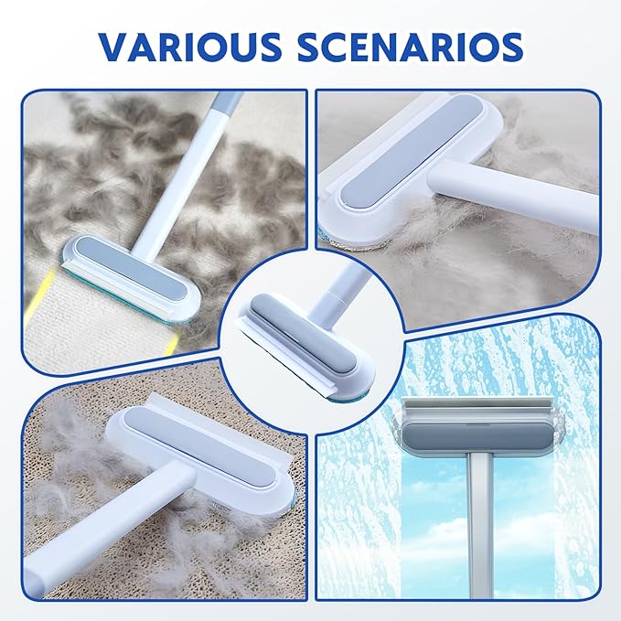 2025 New Pet Hair Remover, 4 in 1 Pet Hair Removal Tool for Couch Carpet Furniture, Multifunctional Double Sided Dogs Cats Hair Removal Brush, Reusable Cleaning Brush for Window (2 Pc)