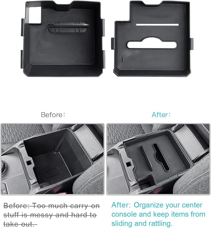 CDEFG 2PCS Center Console Organizer for 2024 2025 2026 Ford Ranger Middle Console Dual Organizers with Tissue Slot