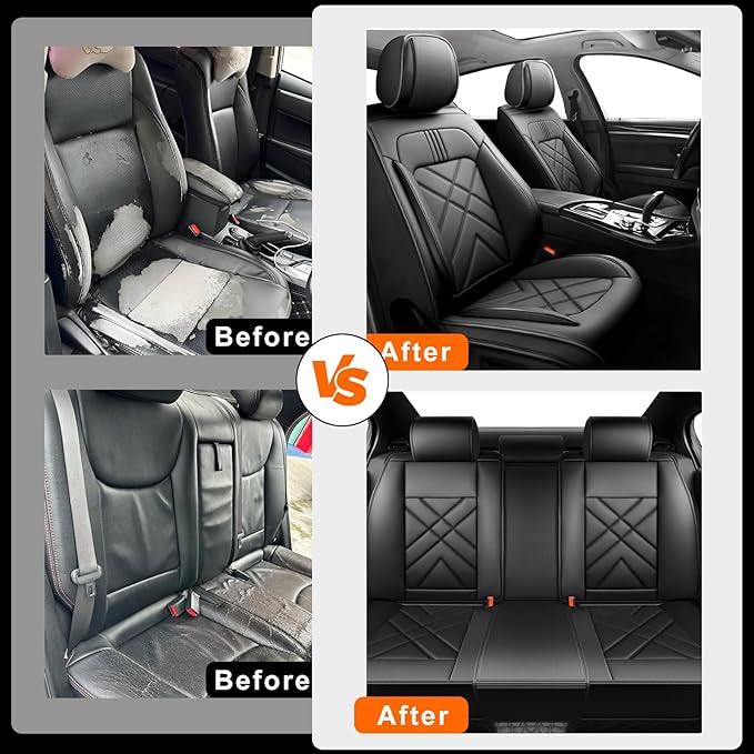 CX-30 Car Seat Covers Custom Fit for Mazda CX-30 2020-2026, Full Coverage Premium Leather Waterproof Breathable Seat Covers, Automotive Seat Protectors, Airbag Compatible(2 Front Seats, Black)