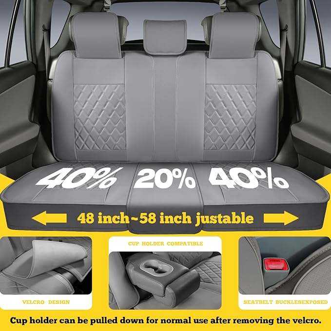 LINGVIDO Car Seat Covers Full Set (5 Seats) - Premium Perforated Nappa Leather, Waterproof Shield, Omni-Adapt Fit SUVs Sedans, Ultimate Family & Pet Protection