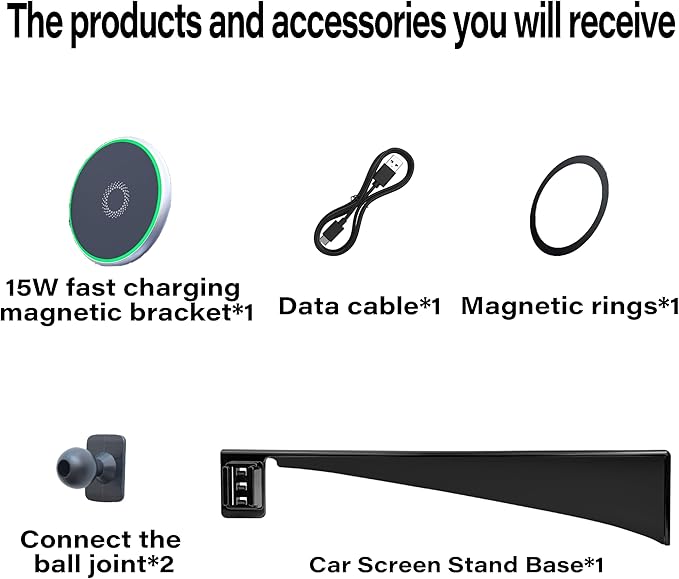 Car Phone Holder for 2024 2025 BMW 5 Series/BMW i5 Accessories Apply to 14.9 Inch Touch Screen 15W Fast Wireless Charger Screen Fixed Clip Cell Phone Mount Hands-Free 360 Degree Rotation
