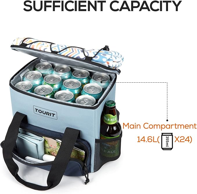 TOURIT Small Soft Cooler Bag Insulated, 24/35/46-Can Lunch Cooler Bag, Ice Chest, 14.6/24/32L Leakproof & Portable Coolers for Picnic, Beach, Camping, Work, Travel, Trip