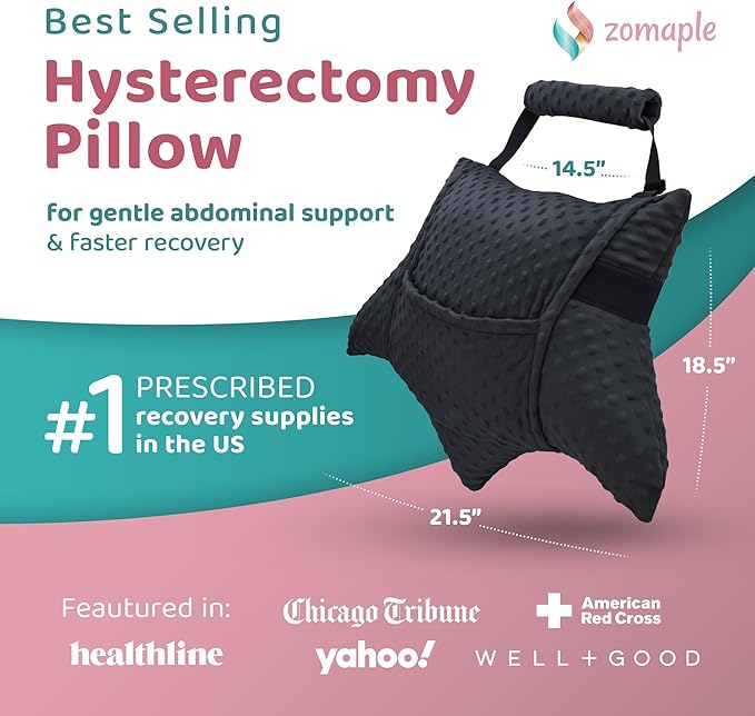 Zomaple Recovery Hysterectomy Pillow with Gel Pack & Lumbar Support – Post Abdominal Surgery Must Haves – Ideal for C-Section, Laparoscopic & Hernia Healing Comfort