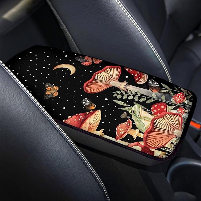 Dreaweet Car Center Console Cover Cute Mushroom Car Accessories for Women Girly Universal Car Armrest Cover for Truck SUV Sedan,Car Arm Rest Cover Pad