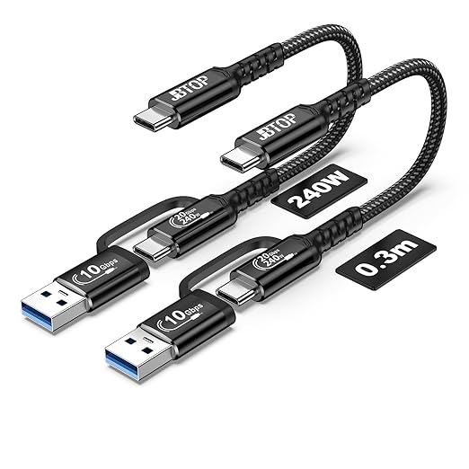 Android Auto A to C Cable 1ft [2Pack],2-in-1 USB C 3.1 Gen 2 Fast Charge & Data Transfer USB CarPlay Cable, Compatible with iPhone 16 15 Pro Max, Galaxy S23, Pixel 9 Pro XL