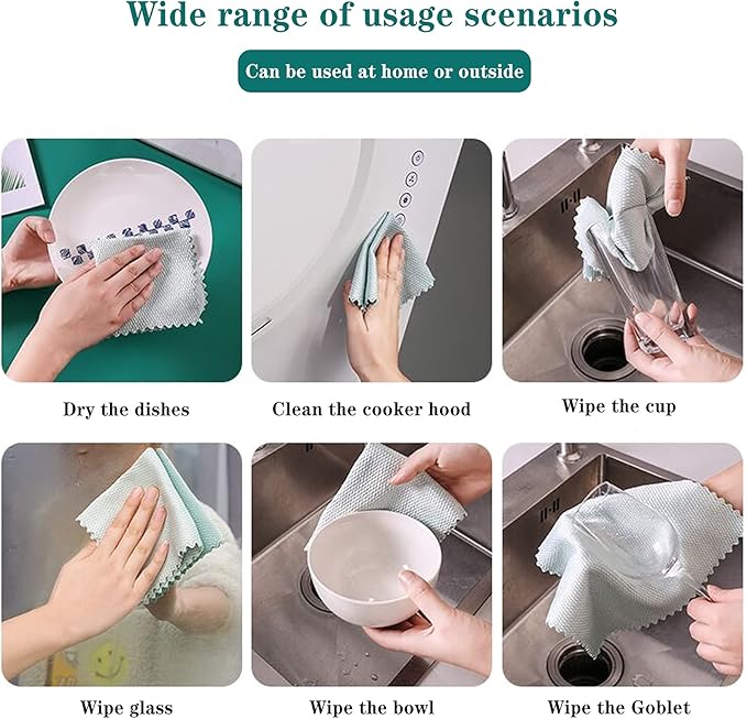 5Pcs Nanoscale Cleaning Cloth, Easy Clean Cloth, Fish Scale Microfiber Easycleanco Cloth, Reusable Lint Free Rags for Glass No Watermark or Streaks, Dishes, Mirrors (5 Colors,15.7 in x 11.8 in)