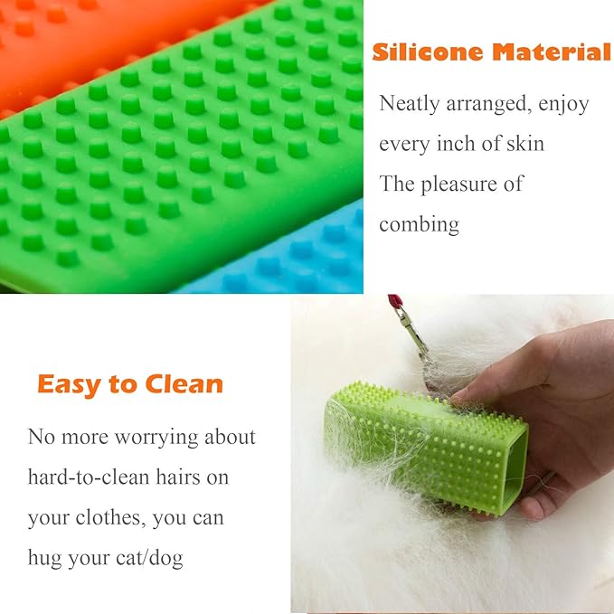 2 Pieces Pet Dog Cat Hair Remover, Block Roller Cleaner, Hollow Silicone Cleaner Brush for Sofa, Car Interiors, Furnishings, Carpets, Bedding or Any Fabric (Yellow, Green)