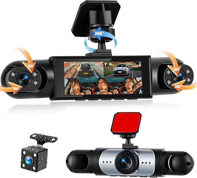4 Channel 360° Dash Cam Front and Rear Inside Left Right,3.16" 1080P Dash Camera for Cars Car Camera with IR Night Vision,Loop Recording,Parking Assistance,24H Parking Monitor