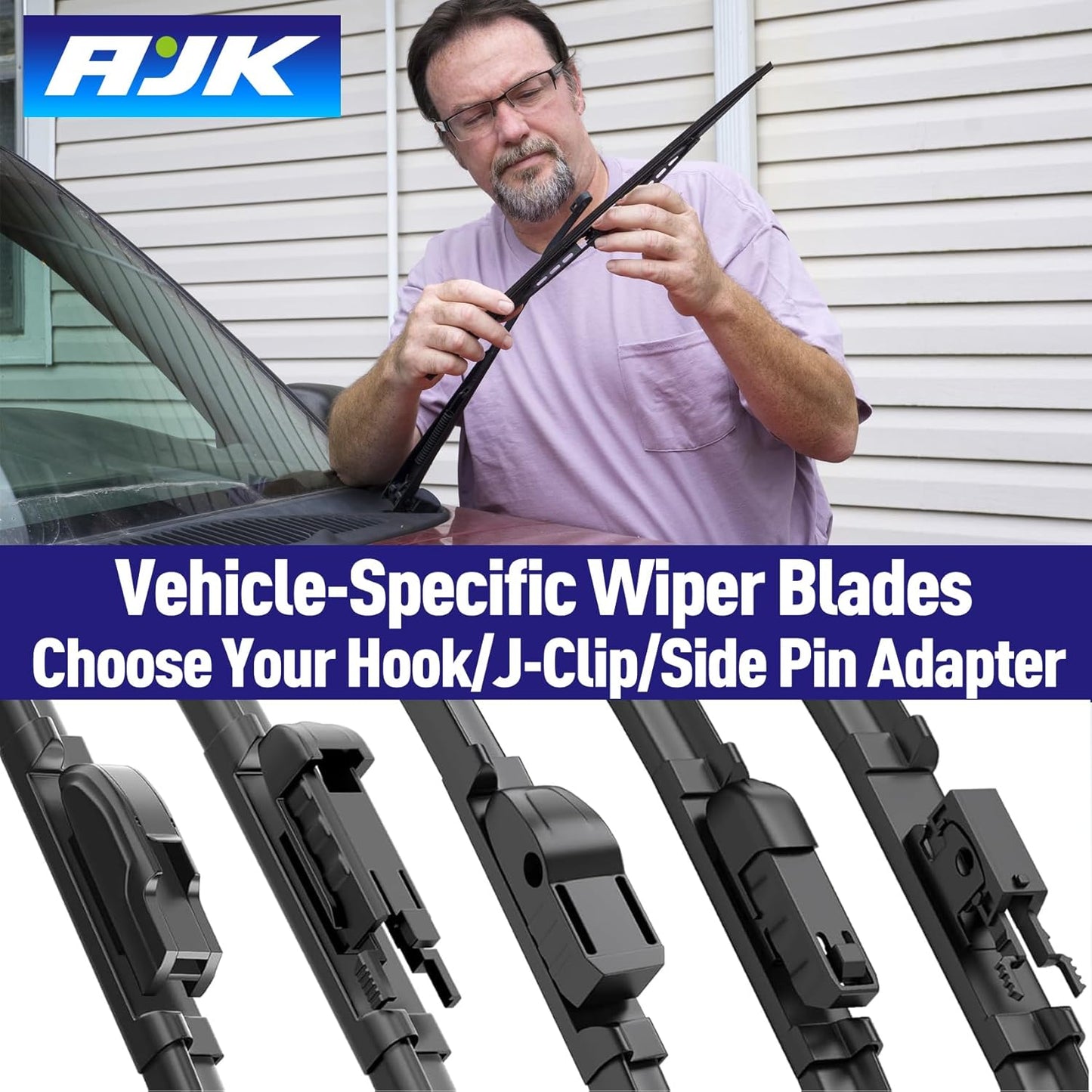 AJK Wiper Blades for Jeep Renegade 2015 2016 2017 2018 2019 2020 2021 2022 2023, 2 Piece All Weather OEM Quality Automotive Replacement Windshield Wiper Blades for My Car
