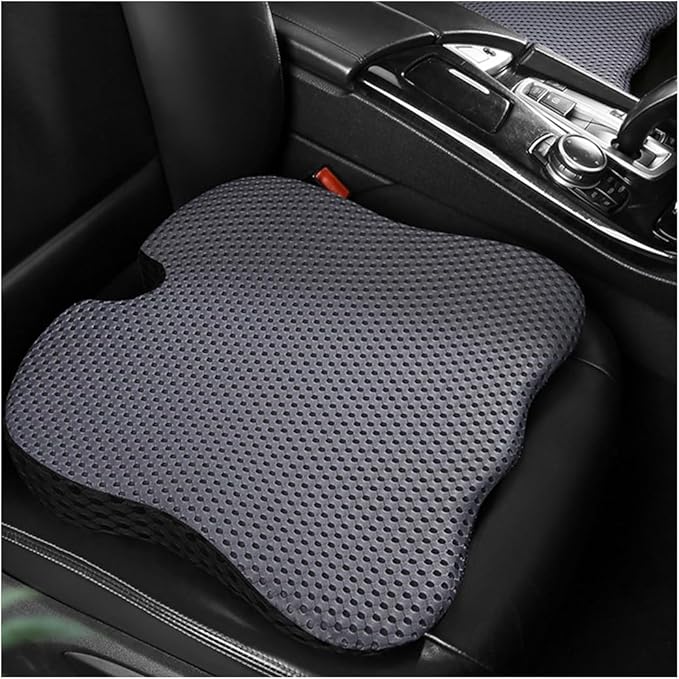 Car Seat Cushion, Auto Gel Infused Memory Foam Cushion for Driver Comfortable Driving Hip Pressure Relief Office Chair, Universal for Vehicles and Office Chairs (Gray/Black)