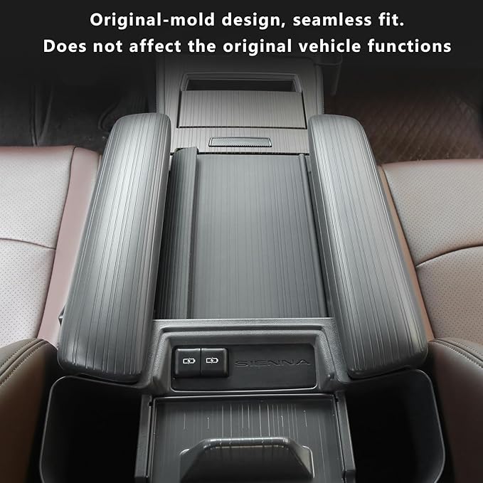 2PCS Center Console Armrest Side Cover for Toyota Sienna 2021-2026 Silicone Armrest Storage Box Side Cover Protector Compatible with LE/XLE/XSE/Woodland Edition/Limited/Platinum(Gray)