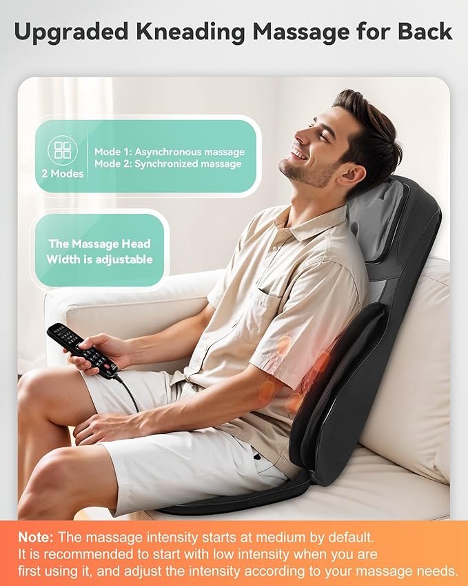 Snailax Shiatsu Neck and Back Massager with Heat, Adjustable-Height Neck Massager Rollers Massage Chiar Pad with Vibration, Chair Seat Massager for Home, Office, Gifts for Men, Women