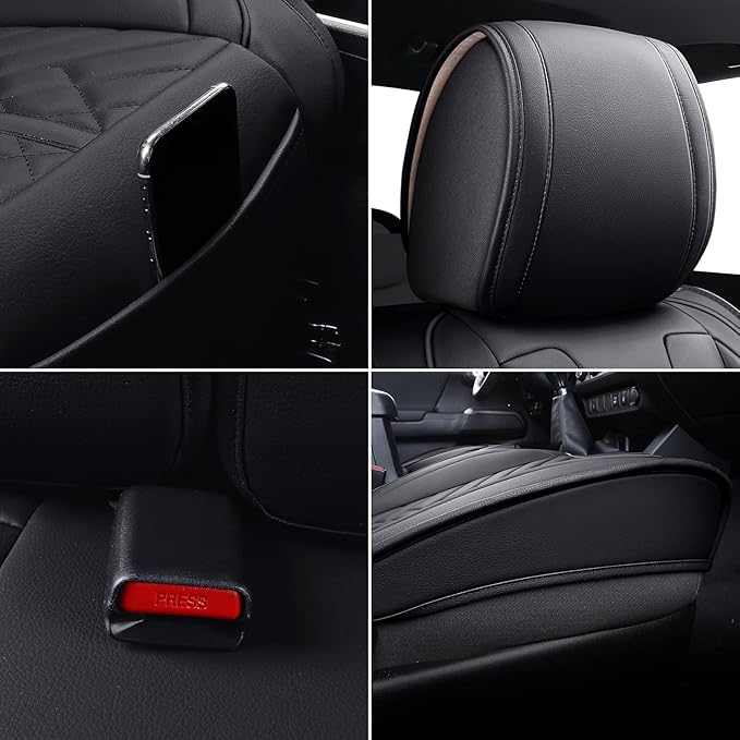 Tomatoman Tacoma Car Seat Covers Compatible with Toyota Tacoma Truck 2005-2024 2025 2026 Access Crew Double Cab TRD Sport Offroad Limited SR5 V6 Cushions(Full Set/Black)