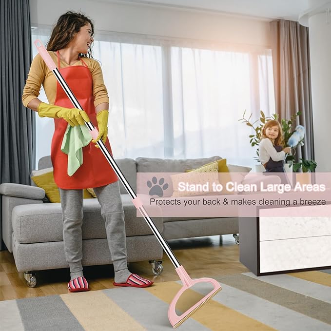 Carpet Rake for Pet Hair Removal, Reusable Pet Hair Removal Tool 56” Adjustable Long Handle Pet Hair Removal Broom, Cat Dog Hair Remover Carpet Brush Scraper for Rugs, Mats, Couch