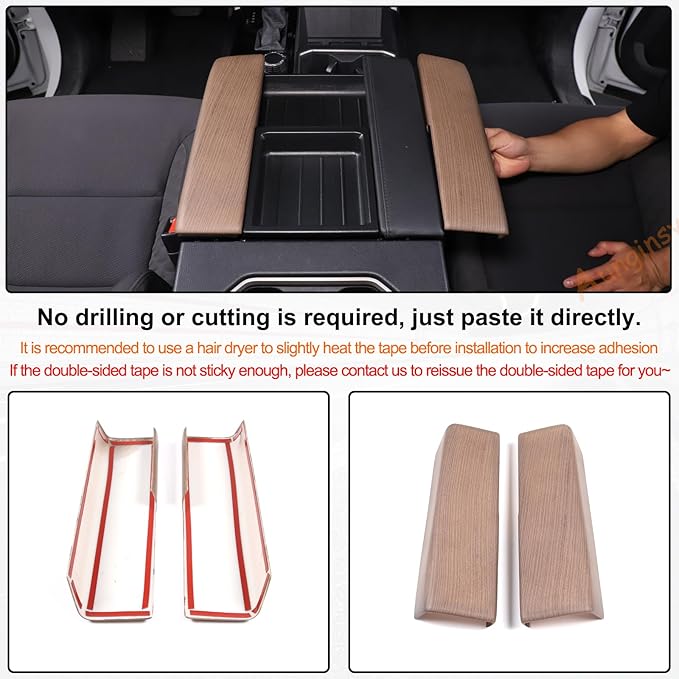 Car Center Console Armrest Protector Cover Compatible with Toyota Tundra 2022+ & Sequoia 2023+, Central Armrest Seat Storage Box Cover Cushion Lid Protector Pad Waterproof Anti-Scratch ABS Accessories