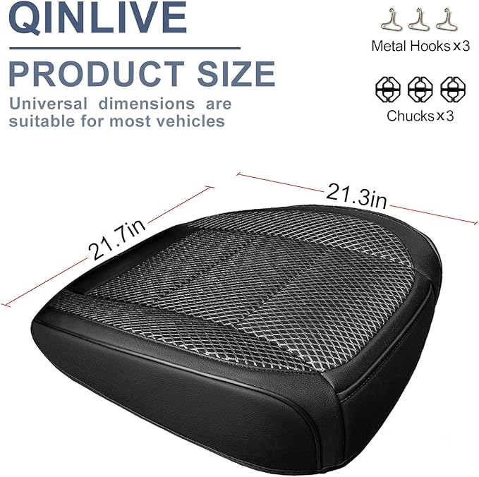1 Pack Black Ventilated Bottom Car Seat Cover, 3D Air Mesh Breathable Front Leather Car Seat Protectors, Universal Fit Automotive Comfortable Seat Cushion with Storage Pocket for Car Truck SUV