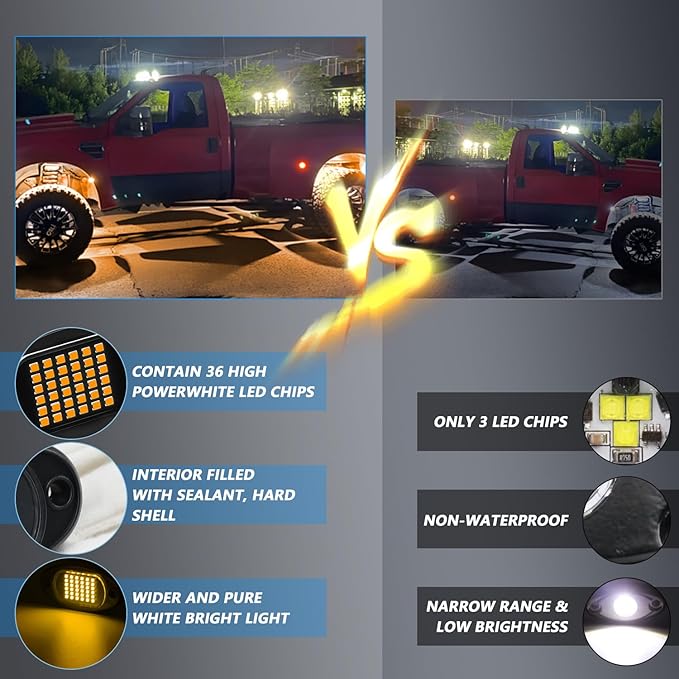 GSRECY Rock Lights Ultra Bright LED Neon Underglow Lights Waterproof for Trucks Pickup SUV UTV ATV RZR Car Boats Motorcycle (Yellow, 16 Pods+ 33ft Wire Harness)