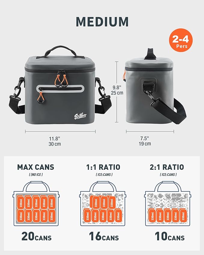 Soft-Sided Cooler Bag, 7/16/30 Can Insulated Lunch Box, Waterproof, Leak-Proof, Portable Lunch Bag for Work, Beach, Drink, Travel, Camping, Picnic