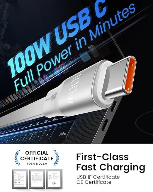 CAFELE 100W Multi Charging Cable, 6-in-1 Retractable USB C/A Cable, 5A Fast Charger Cord for Multiple Devices with Type C/L/Micro Ports for Phone 17 16 15 14 Pro Max, S24/S23, MBook, Pad (4.3ft) White