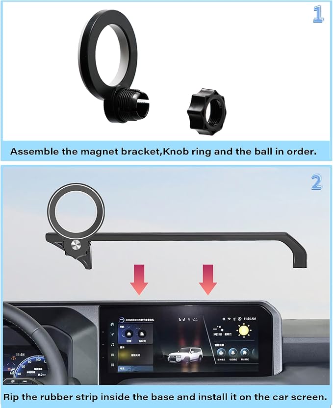 Car Phone Holder for 2024 2025 2026 Toyota Land Cruiser LC250 Accessories Apply to 8/12.3 Inch Touch Screen Fixed Clip Magnetic Cell Phone Mount Hands-Free 360 Degree Rotation