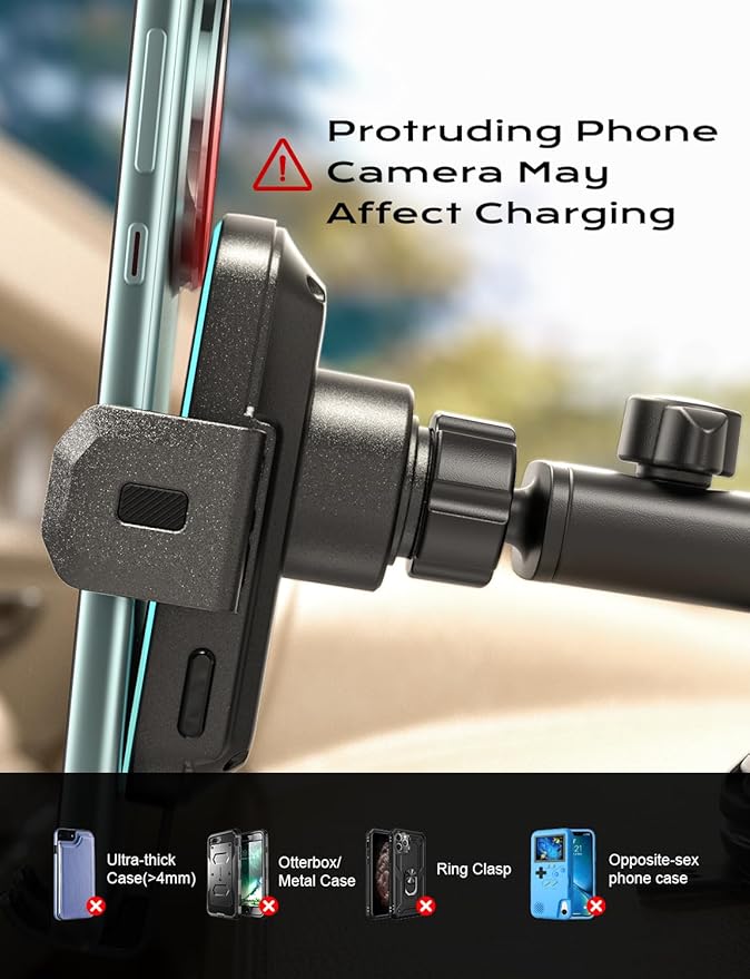 Wireless Car Charger,15W Fast Charging Auto Clamping Phone Holders for Your Car Compatible with iPhone 16/15/14/13, for Samsung Galaxy S24 Ultra S23 S22 S21, S20, S10+ (Black)