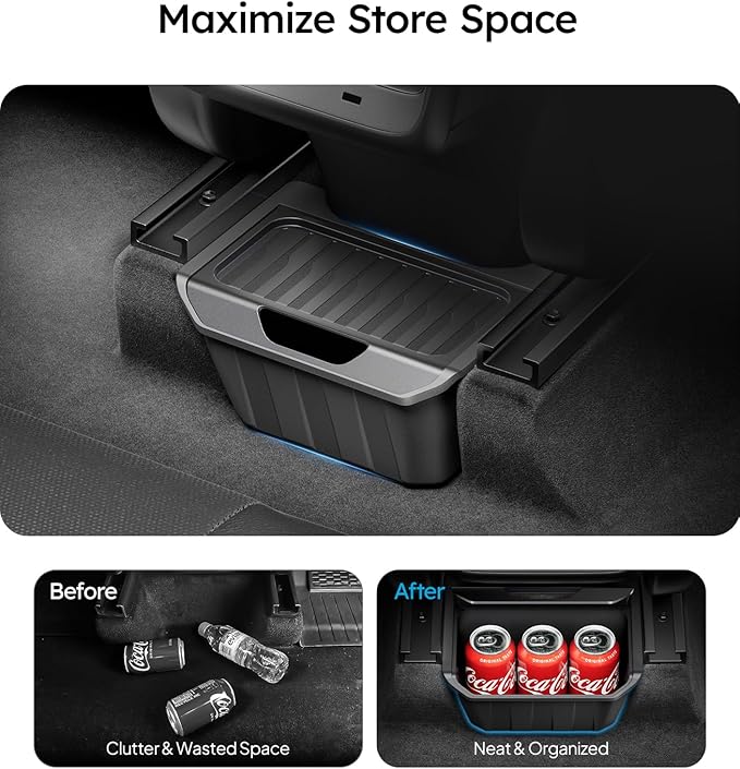 Wigoo Upgrade Tesla Model Y Accessories Rear Center Console Organizer [Partitioned Storage & Stable Installation] Backseat Storage Box for Tesla Model Y 2020~2025 (Not Fit Model Y Juniper)