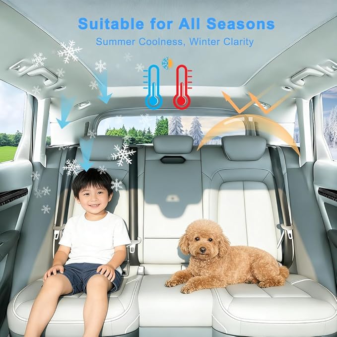 Car Sunroof Shade Compatible with Volvo C40(Not for XC40) 2021-2023, Foldable Glass Roof Sunshade with Storage Bag, Heat Insulation Sun Protection Roof Interior Sunshade