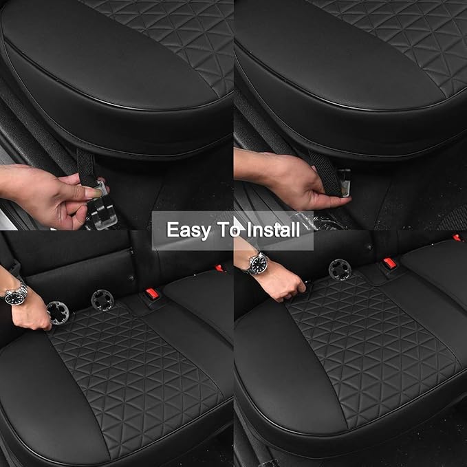 Black Panther Luxury PU Leather Rear Car Seat Cover Adjustable Length (49-55'') Back Seat Protector Fits 90% Vehicles (Sedan SUV Truck), for Seat Bottom Only,Triangle Quilting Design,Burgundy