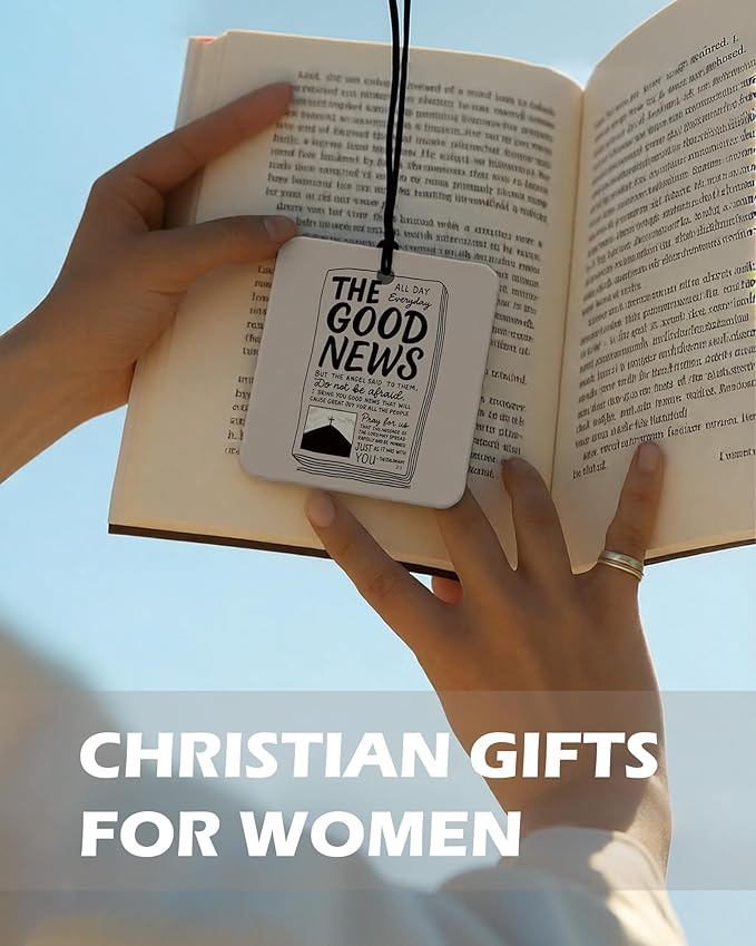 Neutral Christian Square Citrus Car Air Freshener 4 Pcs, Beige Religious Bible Verse Hanging Air Freshener for Cars Bathroom Dorm Books Decor, Christian Accessories Gifts for Women Men