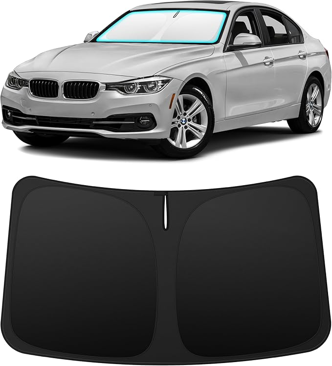 INSAUTO Custom Fit Windshield Sun Shade Accessories for BMW 3 Series 2013-2018 (320i/328i/335i/340i), Foldable Front Window Sunshade, UV & Heat Reflector, Keeps Interior Cool, Includes Storage Bag