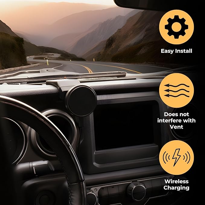 Phone Holder for Jeep Wrangler-JL- (2018-2023) JL JLU Gladiator JT Cradle Mount and Magsafe Compatible (MagSafe Compatible/Wireless Charging)