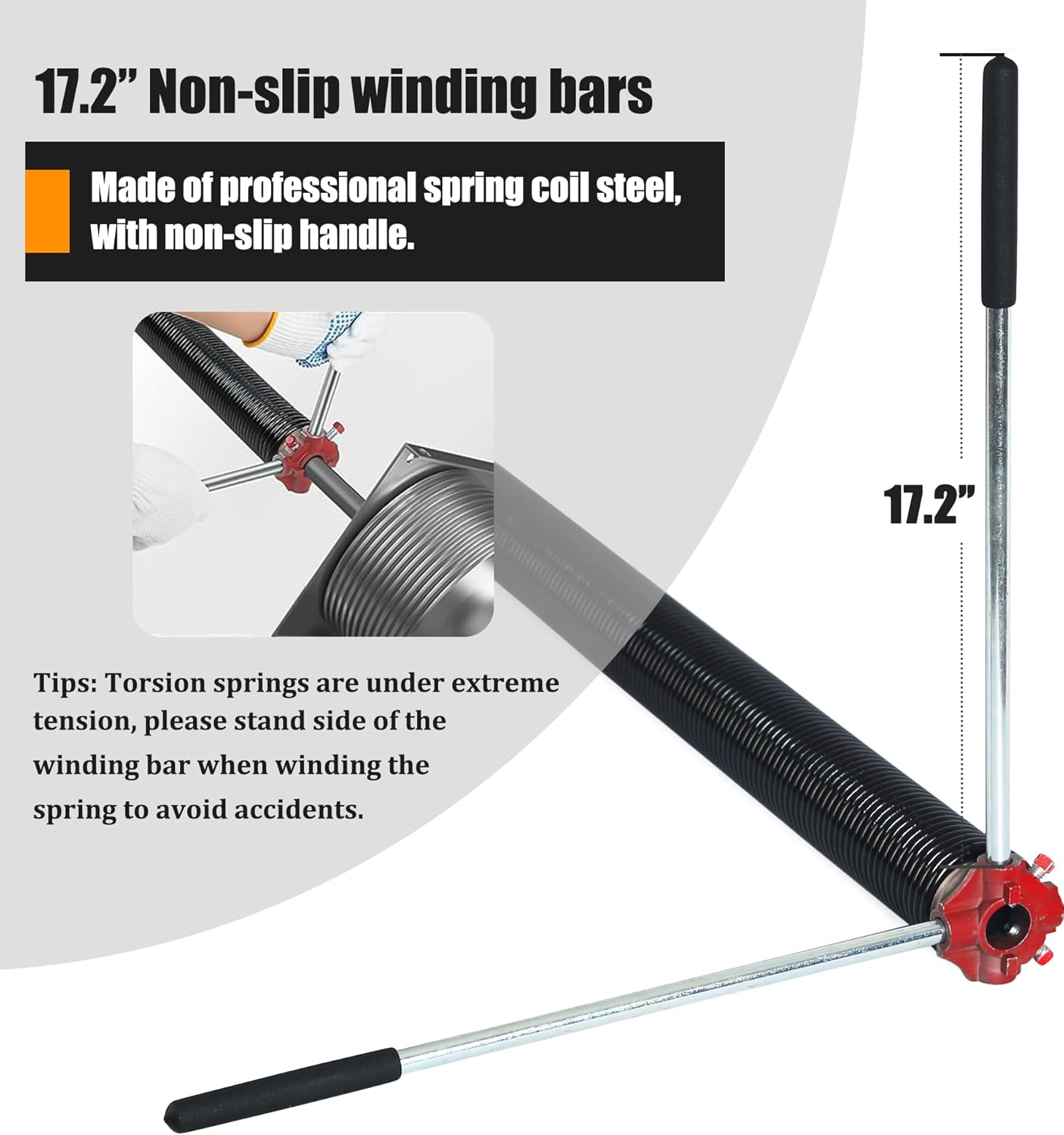Garage Door Torsion Spring Set, Pair of 2" Electrophoresis Coated Garage Door Spring Replacement with 2 Non-Slip Winding Bars and Bearing, Minimum 16000 Cycles (.234x2x28")