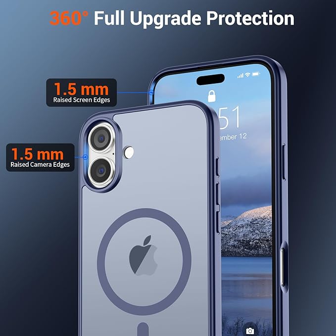 SUPFINE Magnetic for iPhone 16 Plus Case (Compatible with MagSafe) (Military Grade Drop Protection) Slim Translucent Matte Shockproof with Anti-Fingerprint Phone Case,Lavender Gray