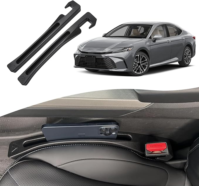 Toyota Camry Seat Gap Filler, Car Seat Gap Filler Organizer Stop Things from Dropping Customized Interior Accessories for Toyota, Black Pack of 2